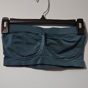 Rhonda Shear Teal Strapless Padless Underwire Bandeau Bra Size L